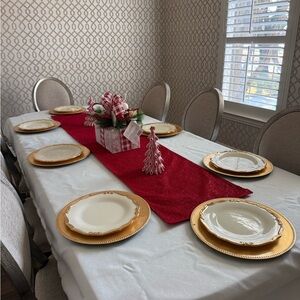 NWT Farrisilk Designer Red Tweed Sparkle Table Runner 16x72